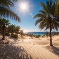 a nice view of sands dunes and palm at the park. Royalty Free Stock Photo