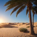 a nice view of sands dunes and palm at the park. Royalty Free Stock Photo