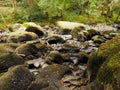 A nice view of a stream flowing between rocks forming small waterfalls Royalty Free Stock Photo