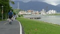 Nice view of Taipei Central River bike path, Taiwan Royalty Free Stock Photo