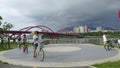 Nice view of Taipei Central River bike path, Taiwan Royalty Free Stock Photo