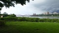 Nice view of Taipei Central River bike path, Taiwan Royalty Free Stock Photo