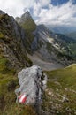 A view to Hochiss peak, a part of 5 Gipfel ferrata in Rofan Alps, The Brandenberg Alps, Austria, Europe Royalty Free Stock Photo