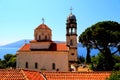 Nice view of Herceg Novi in Montenegro with Savin Monastery, Serbian Orthodox Church. Churches and towers, ancient monastery