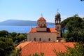 Nice view of town Herceg Novi in Montenegro with Savina Monastery, Serbian Orthodox Church. Churches and towers, ancient monastery