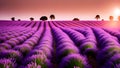 nice viewe of Lavender field sunset and lines Royalty Free Stock Photo