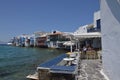 Nice Views Of The Little Venice Neighborhood In The City Of Chora On The Island Of Mykonos. Art History Architecture. Royalty Free Stock Photo