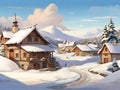 Nice village area with snow house