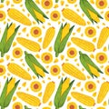 Nice watercolor corn seamless pattern with kernels