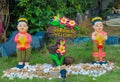 Nice welcome figure in asian tropical garden Royalty Free Stock Photo