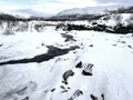 Nice winterlandscape with the bridge, which is crossing the Stoja River near to Maurvangen - Jotunheim - Norway