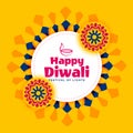 Nice yellow diwali background with indian style decoration