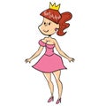 Nice young princess in pink dress