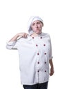 Nice young woman chef is asking herself Royalty Free Stock Photo
