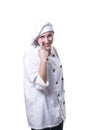 Nice young woman chef is looking at something Royalty Free Stock Photo