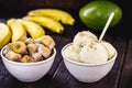 Nicecream - frozen banana ice cream. Banana cream served as vegan ice cream