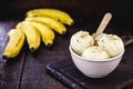 Nicecream - frozen banana ice cream. Banana cream served as vegan ice cream