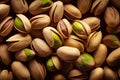 Nicely baked pistachio in closeup detail with visible seeds and shells