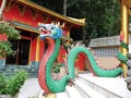 A nicely crafted dragon guards a temple building in Krabi Royalty Free Stock Photo