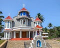 Nicely painted, colorful building of Aroormuzhy St Paul\'s Syro-Malabar Catholic Church in Kerala, India