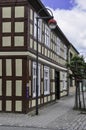 Nicely renovated half-timbered house with street lamp Royalty Free Stock Photo