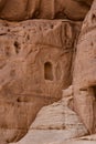 Niche carved into the rock in the city of Hegra Royalty Free Stock Photo