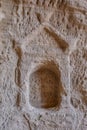 Niche carved into the rock in the city of Hegra Royalty Free Stock Photo