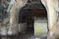 A niche with graves in the interior of a necropolis in the Bet She`arim National Park in the Kiriyat Tivon city in Israel