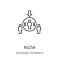 niche icon vector from sustainable competitive advantage collection. Thin line niche outline icon vector illustration. Linear