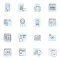 Niche marketing linear icons set. Segmentation, Positioning, Targeting, Micro-niche, Differentiation, Customer, Research