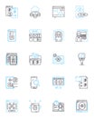 Niche marketing linear icons set. Segmentation, Positioning, Targeting, Micro-niche, Differentiation, Customer, Research