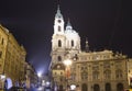 Nicholas Church in Mala Strana, Prague, Czech Republic (Night view) Royalty Free Stock Photo