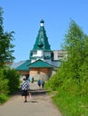 Nicholas The Wonderworker`s temple in summer day. Settlement of Volzhsky, Rybinsk, Yaroslavl region