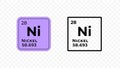 Nickel, chemical element of the periodic table vector