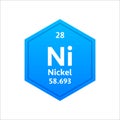 Nickel symbol. Chemical element of the periodic table. Vector stock illustration.