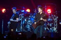 Nickelback , Ryan Peake and the singer Chad Kroeger during the concert Royalty Free Stock Photo