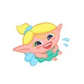 Nickers elf fairy with wings. Cute laughing blond girl sorceress in dress vector fantastic character isolated cartoon
