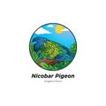 nicobar pigeon bird cartoon bird with forest background Royalty Free Stock Photo