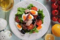 Nicoise salad with eggs, tuna and anchovy