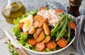 Nicoise salad with tuna, beans, vegetables and potatoes Royalty Free Stock Photo