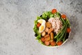 Nicoise salad with tuna, beans, vegetables and potatoes, top view Royalty Free Stock Photo