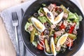 Nicoise salad with tuna, green beans, basil and fresh vegetables Royalty Free Stock Photo