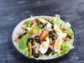 Nicoise salad with tuna, green beans, basil and fresh vegetables Royalty Free Stock Photo