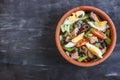 Nicoise salad with tuna, green beans, basil and fresh vegetables Royalty Free Stock Photo