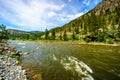 The Nicola River as it flows to the Fraser River along Highway 8 from the town of Merritt to the Fraser River Royalty Free Stock Photo