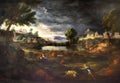 Nicolas Poussin (1594â1665), Landscape during a Thunderstorm with Pyramus and Thisbe (1651), oil on canvas