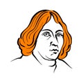 Nicolaus Copernicus vector drawing with surface for hair