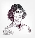 Nicolaus Copernicus vector portrait isolated sketch