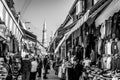 NICOSIA, CYPRUS - DECEMBER 3: People shopping at open-air market on Arasta street, a touristic street leading to Selimiye mosque