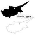 Nicosia Cyprus. Detailed Country Map with Location Pin on Capital City.